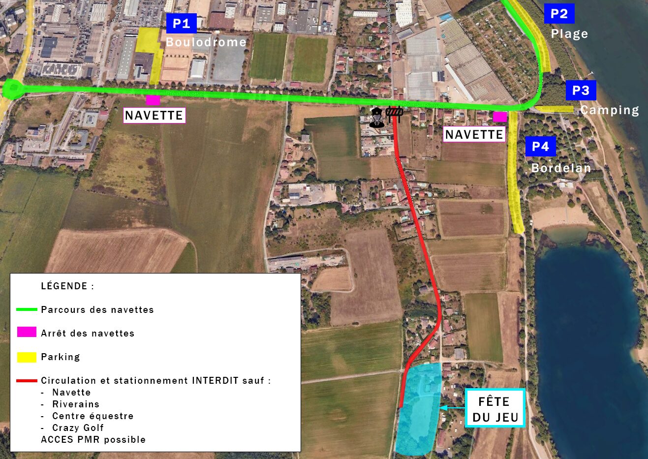 Plan Fête du jeu - Navettes & Parking